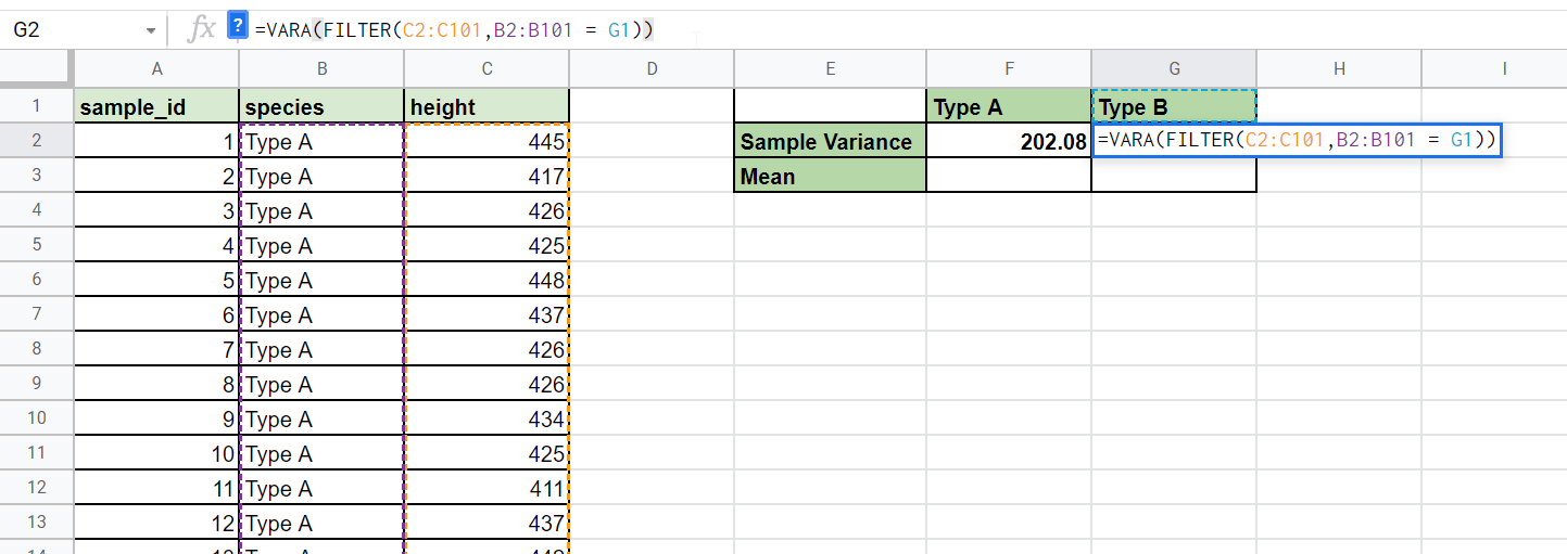 Use the FILTER and VARA Function in Google Sheets