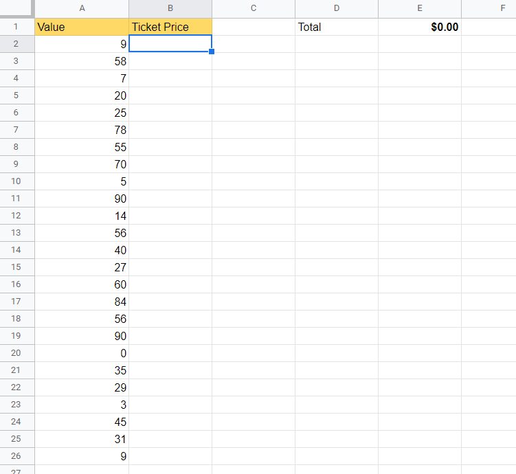 select cell to write formula