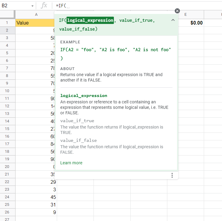 use Nested IF Functions in Google Sheets by typing the formula
