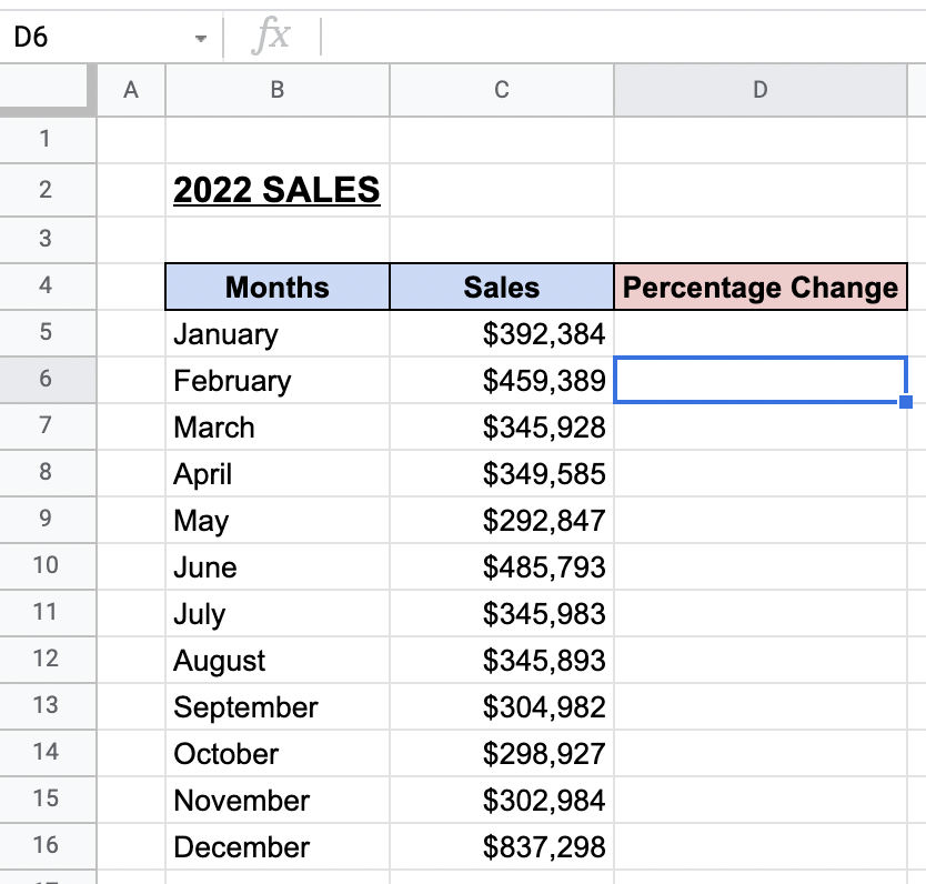 How to Calculate Percentage Difference in Google Sheets