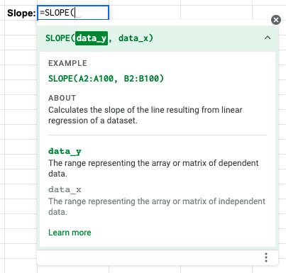 How to Use SLOPE Function in Google Sheets