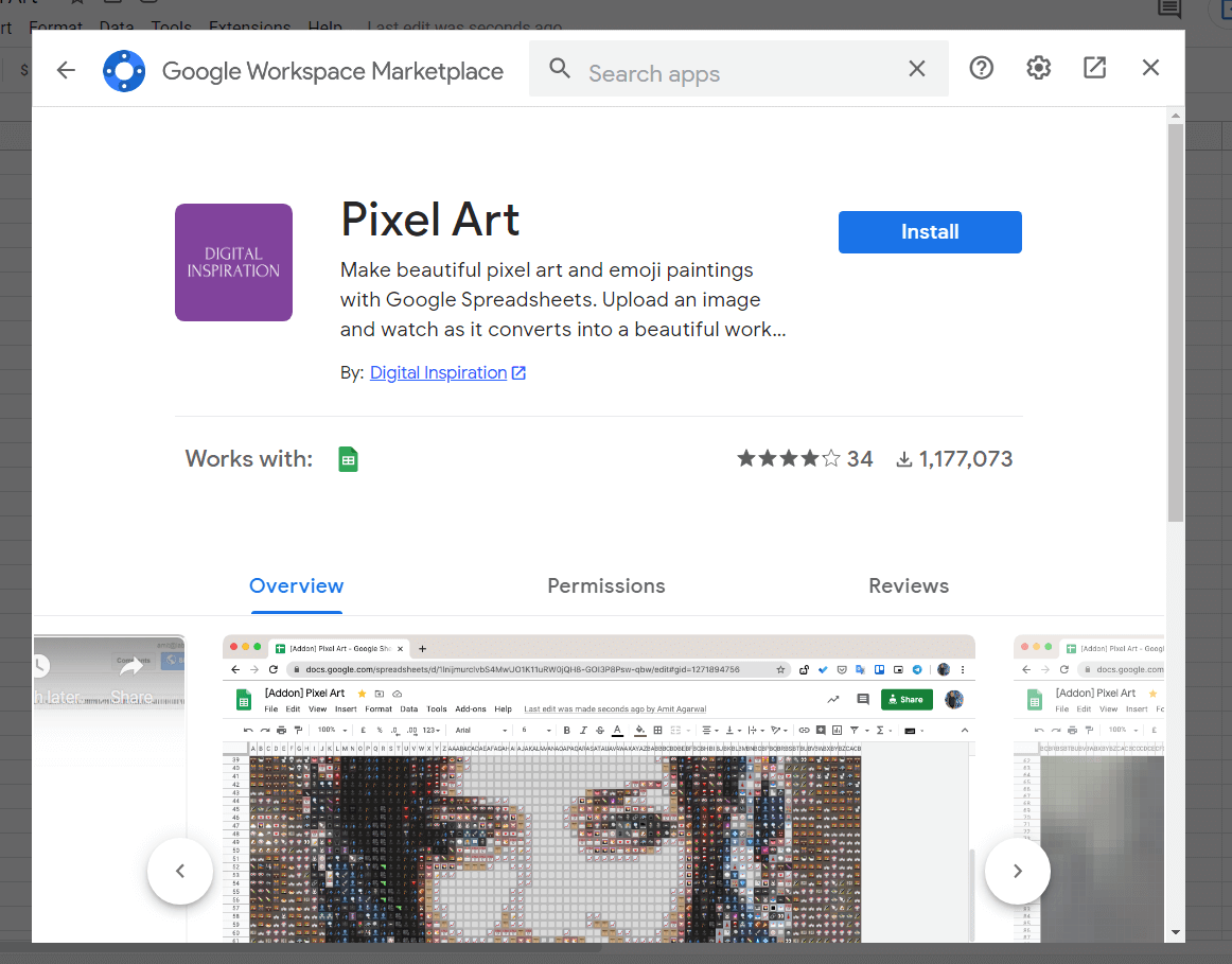 Pixel Art add-on to make Pixel Art and Emoji Art in Google Sheets