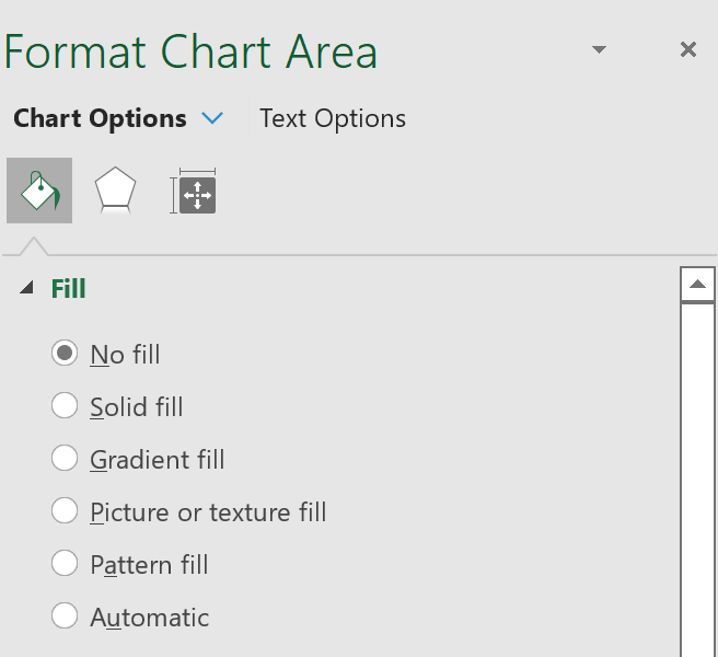 Remove elements by selecting the No fill formatting option