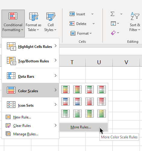 Select the More Rules option to modify heat map in excel