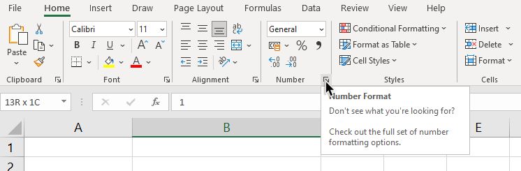 Select number format