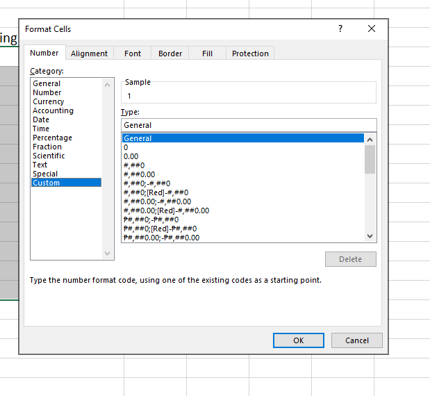 Go to Custom category tab