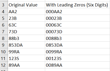 adding leading zeroes to alphanumeric strings