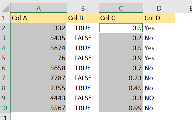 selecting multiple ranges that are non-adjacent