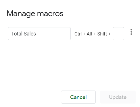 Macro Shortcuts in Google Sheets