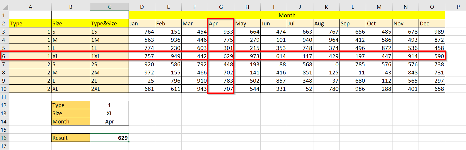 3D table lookup in Excel