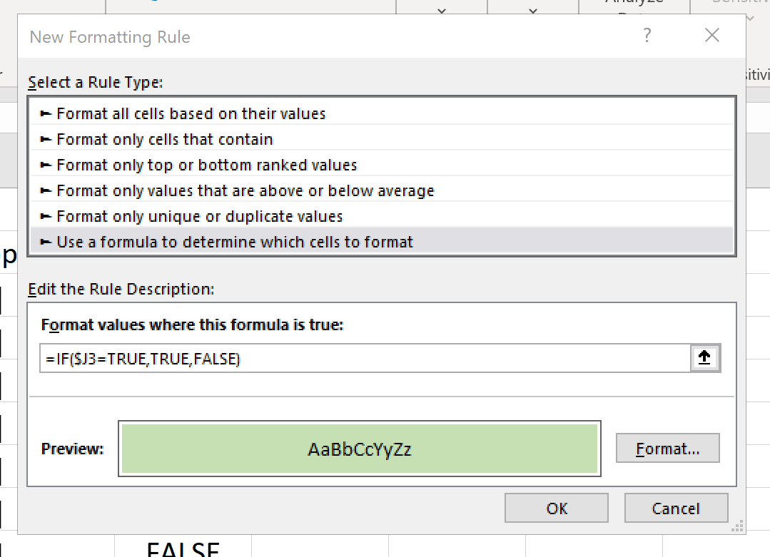 select how the checkbox highlights a cell or row