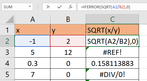 use IFERROR to catch error values in Excel