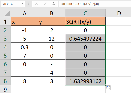 select the entire column you want to hide error values in Excel