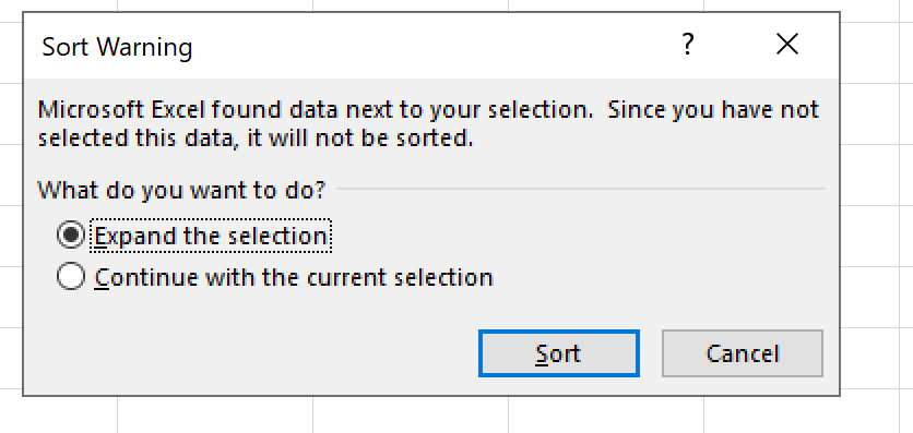 Expand selection